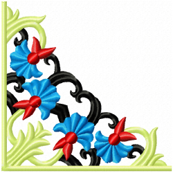 Floral Filigree Corners Embroidery Design 7